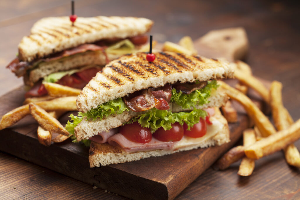 Club Sandwich with fries