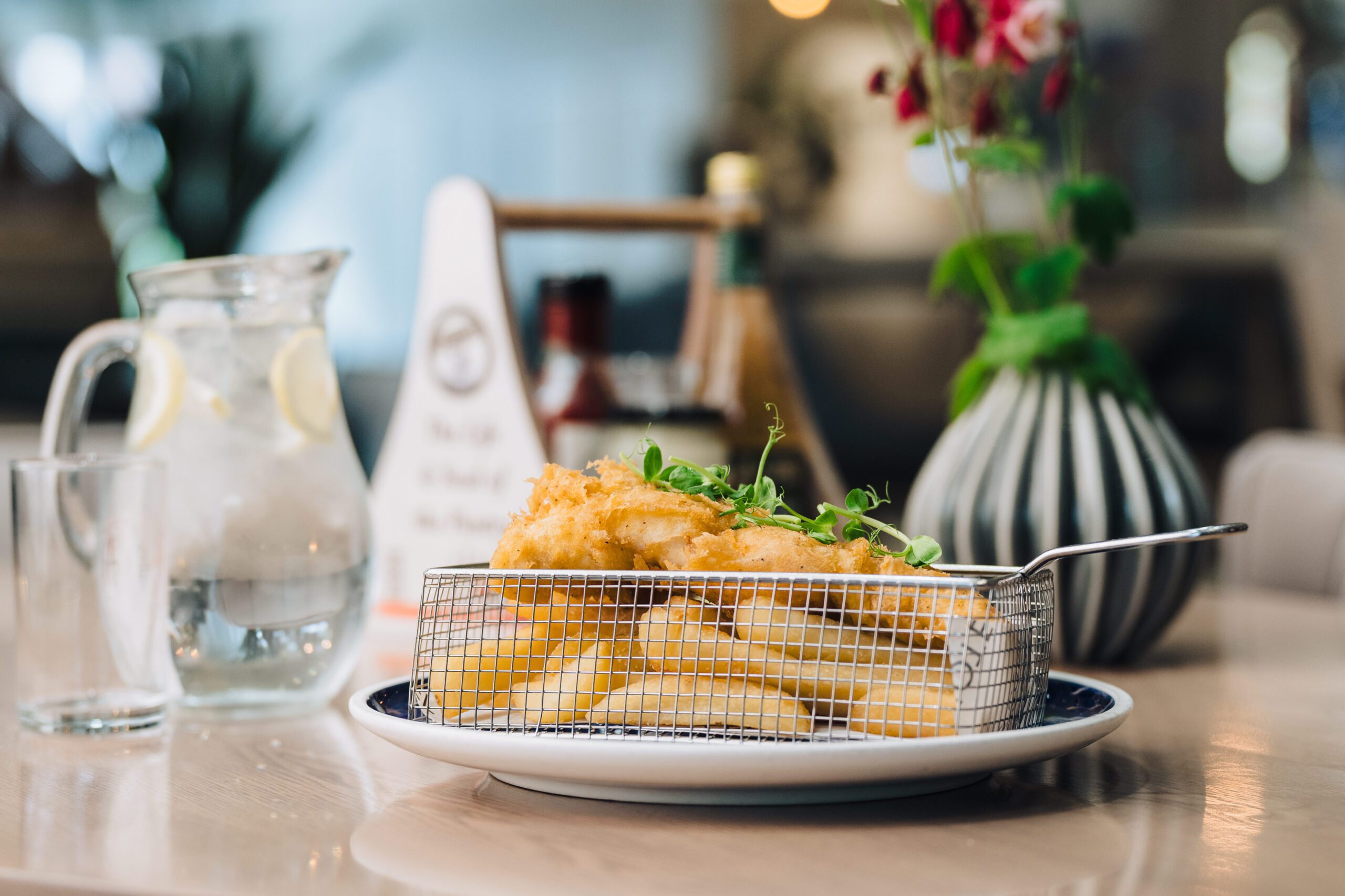 Fish and Chips in a frying basket