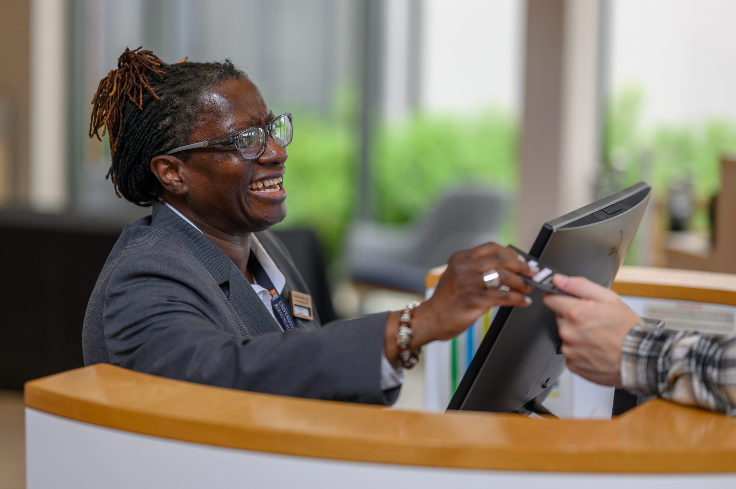 A member of the reception team